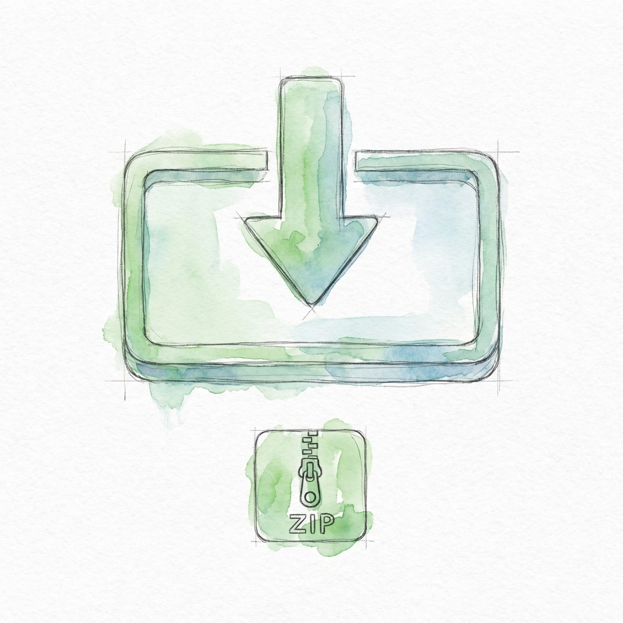 One-click download button with zip file