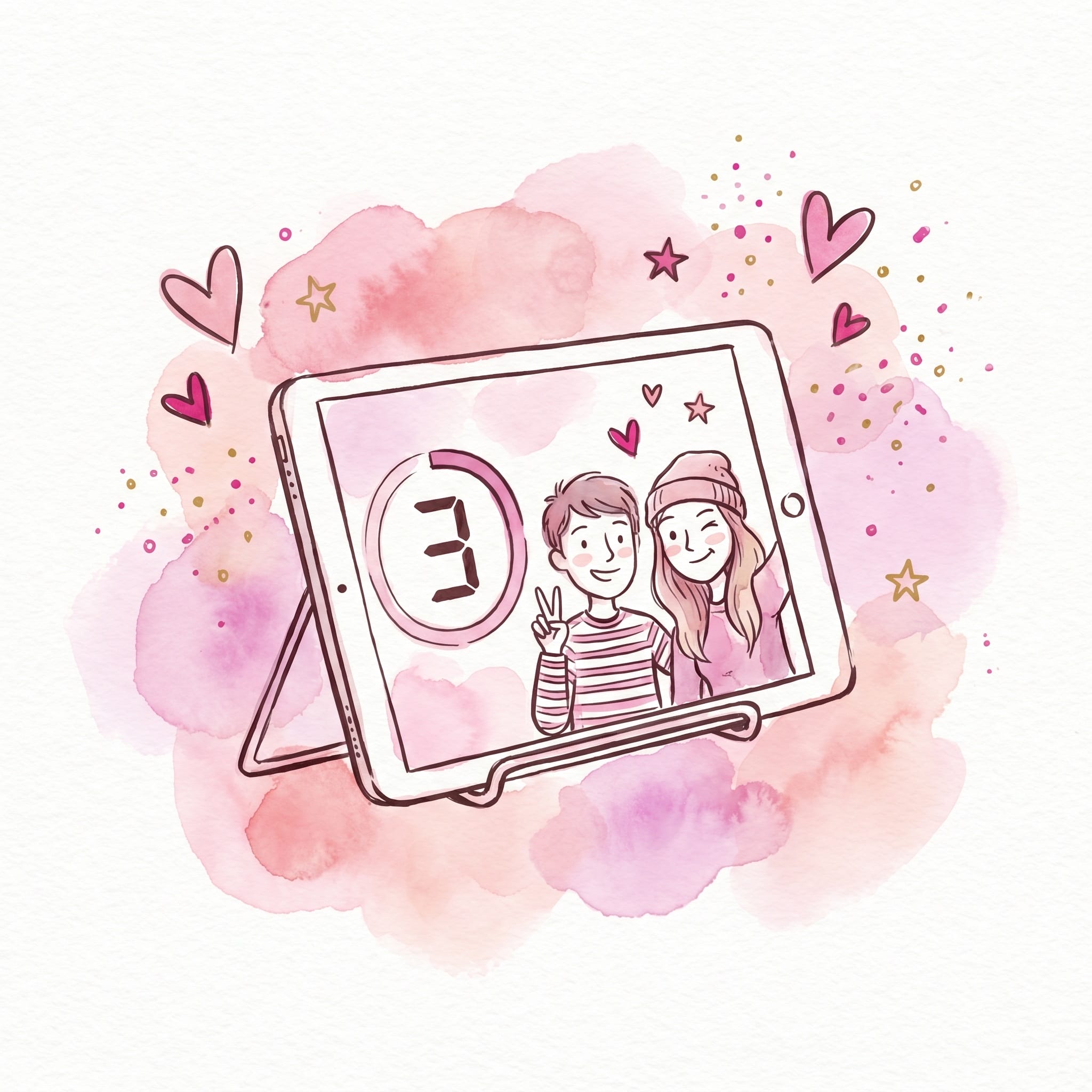 Photo booth mode with selfie camera and countdown