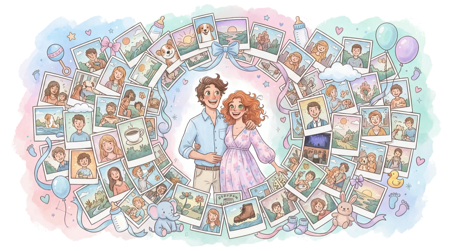 Baby shower photo sharing illustration