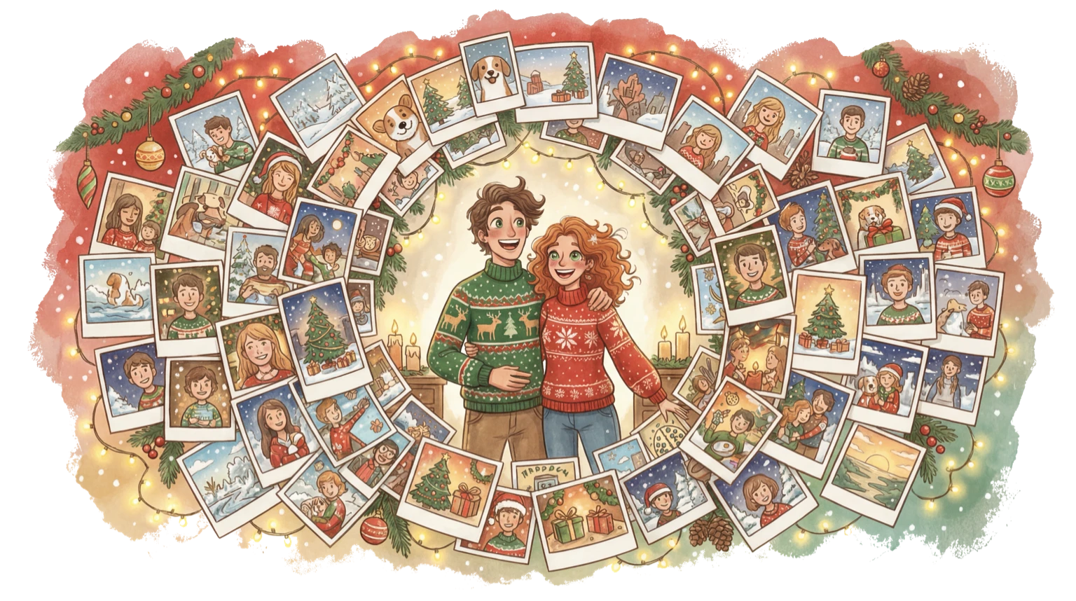 Holiday party photo sharing illustration