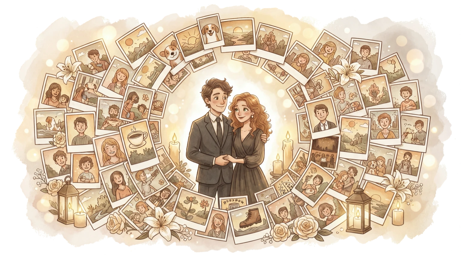 Memorial photo sharing illustration